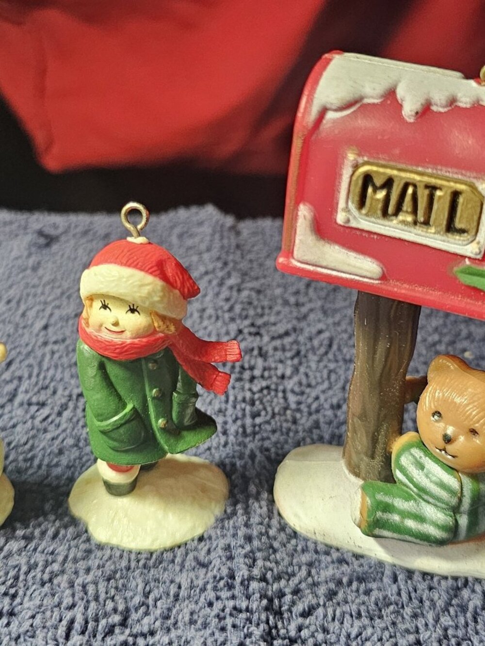 3 Cute Plastic Christmas Tree Ornaments - Preowned